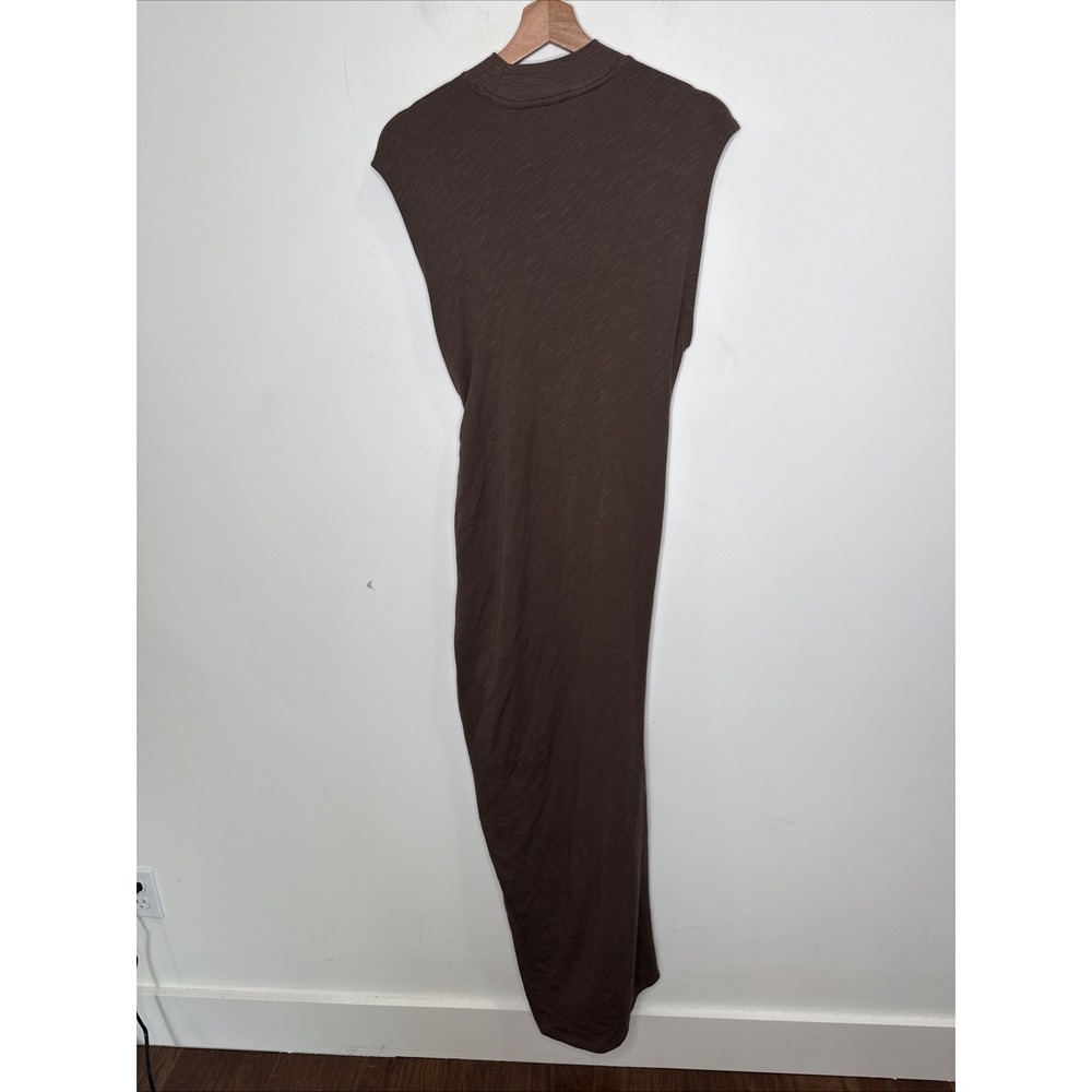 Daily Practice Anthropologie Mock Neck Ruched Maxi Dress M Chocolate Brown Tank - Picture 7 of 8
